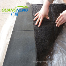 Black Color Gym Rubber Tile, 30mm Thick with Groove